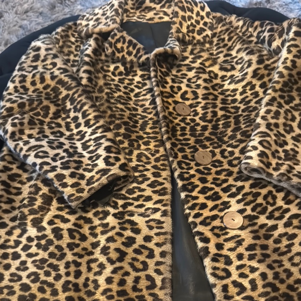 Nice! Leopard Print Faux Fur Coat